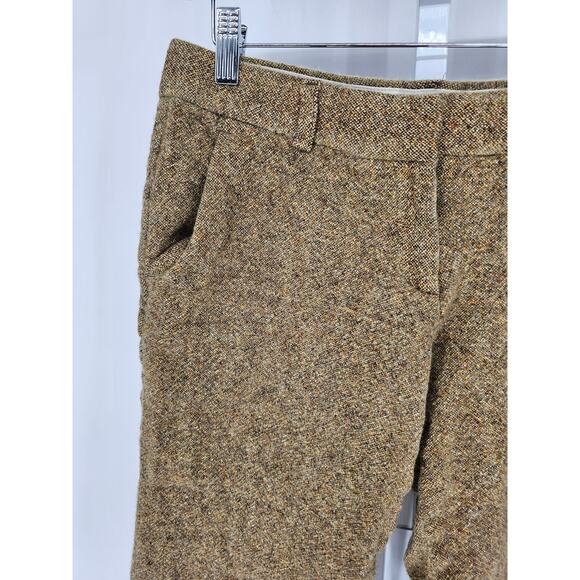 Theory Womens Sz 4 Wide Leg Cropped Dress Pants Wool Blend Tweed Beige - Picture 2 of 6